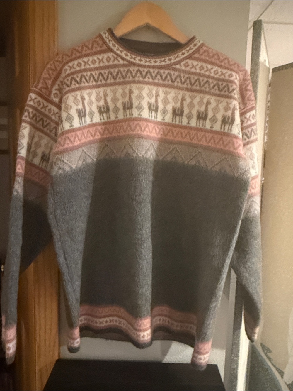 Unisex alpaca  gray, light pink Crewneck Sweater